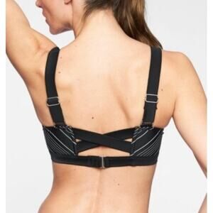 Athleta Quick Dri Bikini Top Black Chevron 34 b/c